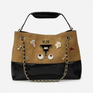 Damen-Handtasche Shopper von BROWNIE WOW Karamell, schwarz Damen