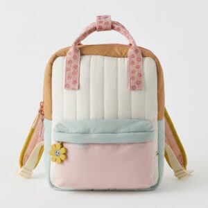 Sac à dos multi-compartiments design à fermeture éclair MoMyy PASTELLO Beige, rose femme