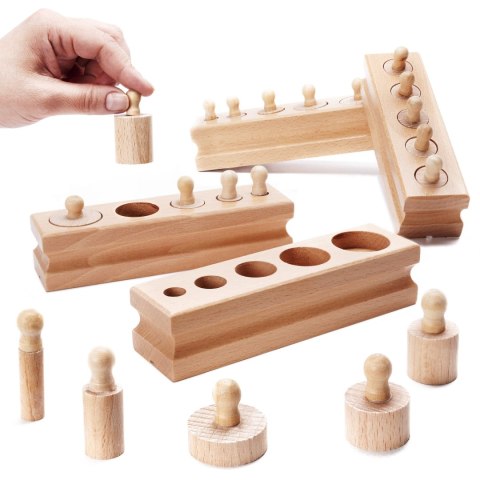 Odważniki cylindry drewniane sorter montessori