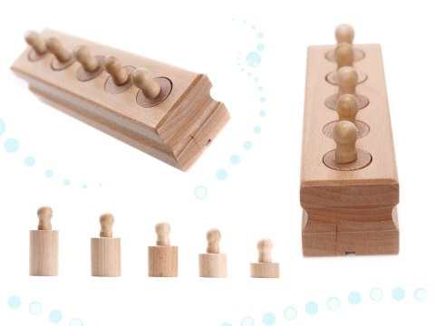 Odważniki cylindry drewniane sorter montessori