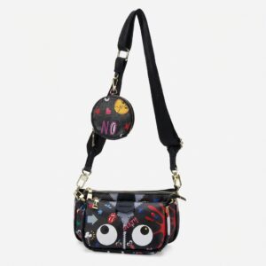 Borsa a tracolla con pochette regolabile MoMyy COMI MINI NERO Nero unisex