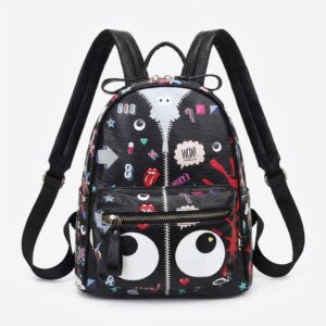 Designerugzak met meerdere vakken en rits MoMyy EYE NERO Zwart unisex