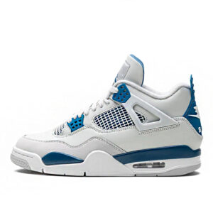 Nike Air Jordan 4 Retro Military Blue FV5029-141 – Biało-Niebieskie Skórzane Sneakersy Unisex