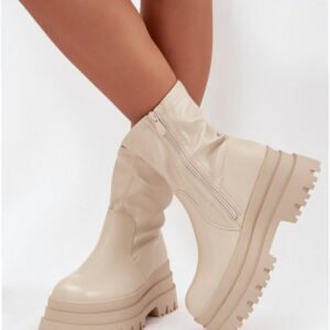 Step in Style Ankle Boots Kylira NS515P Beige Platform 6cm