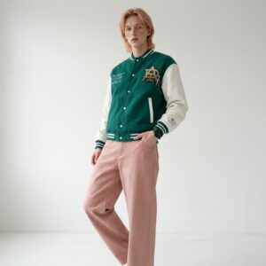 Adidas MC Varsity Jacket Green/White HZ7093, Men's, Snap Closure